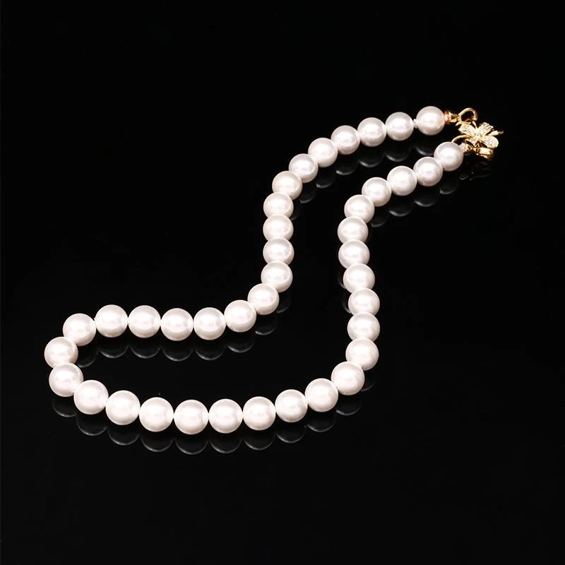 澳洲白珠8mm四叶草全珠链百搭经典满珠串项链