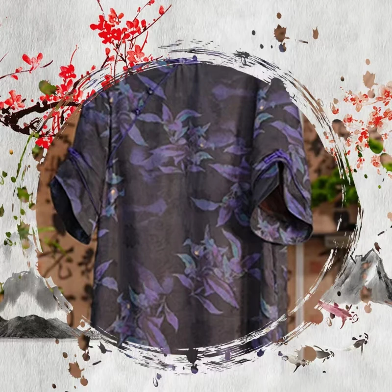 【紫气东来】宽松舒适香云纱时尚简约桑蚕丝连衣裙女夏