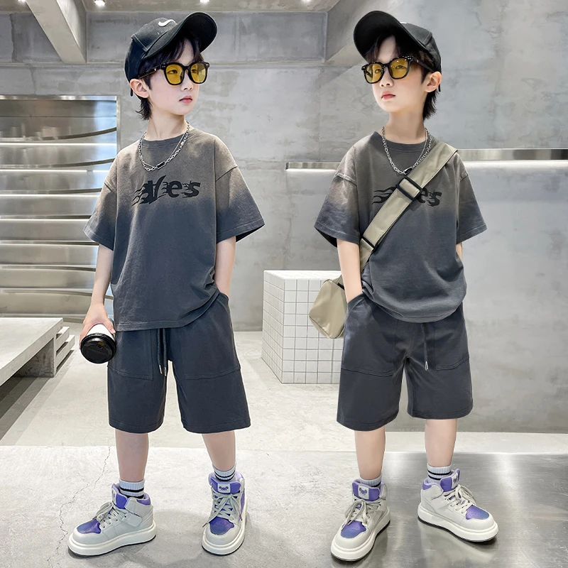 男童夏季短袖套装中大童男孩2024新款儿童夏装薄款炸街时髦帅气潮