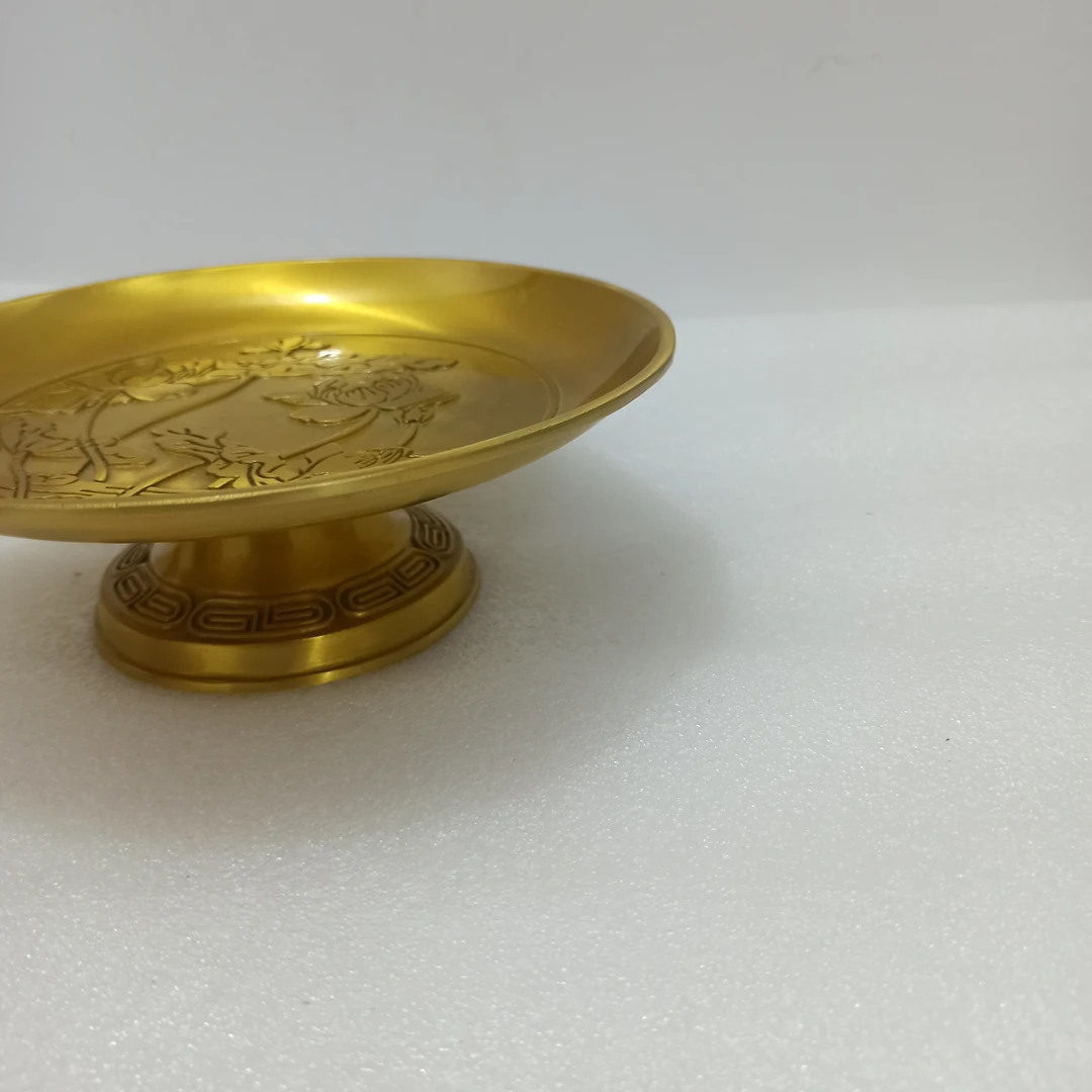 铜鎏金果盘摆件贡盘
