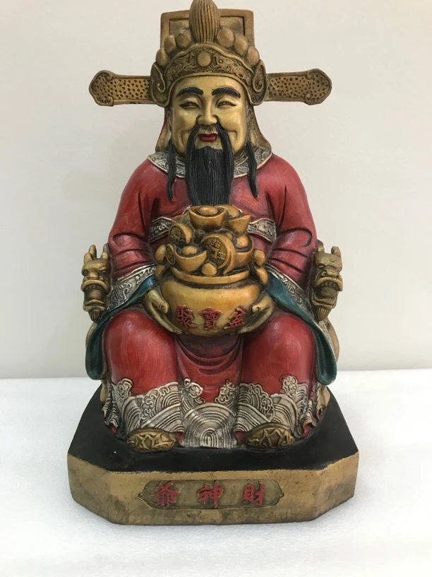 精品纯铜彩绘财神坐像摆件