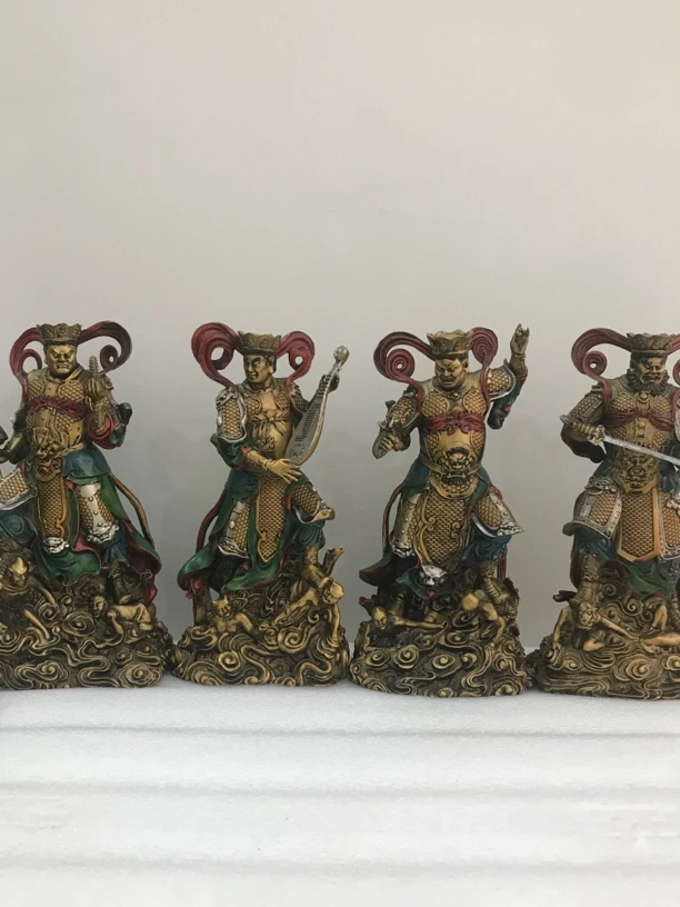 精品铜彩绘四大天王摆件