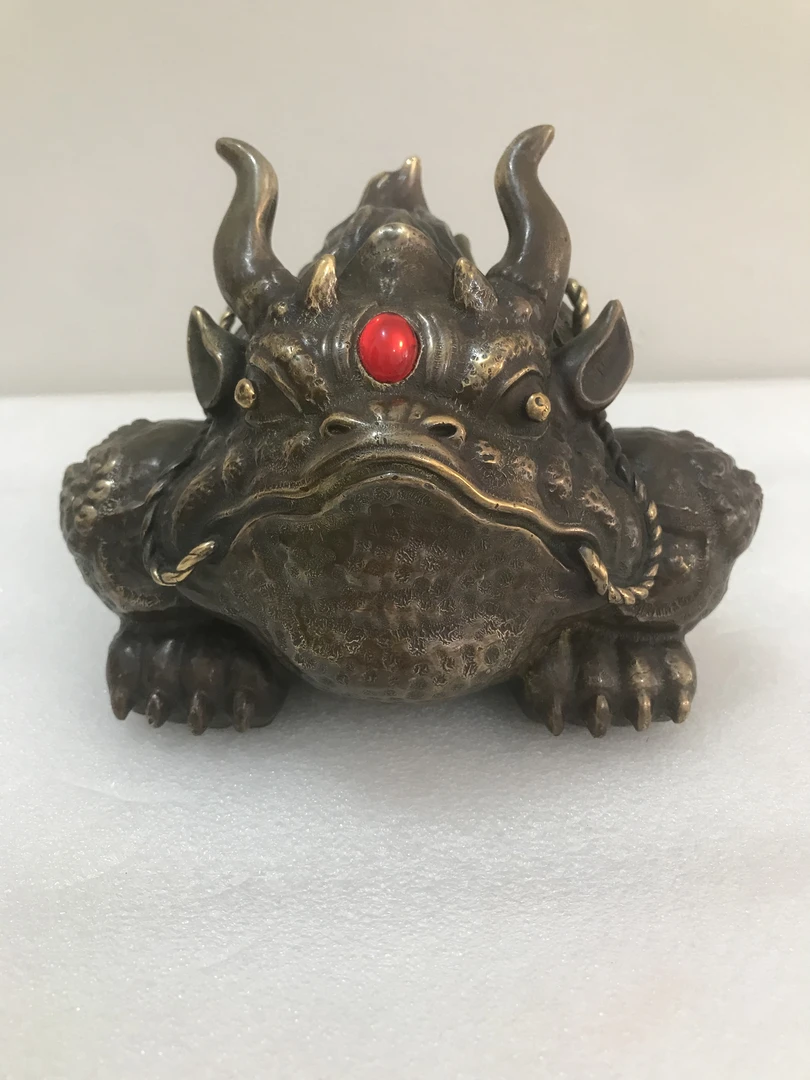 精品铜霸王金蟾摆件