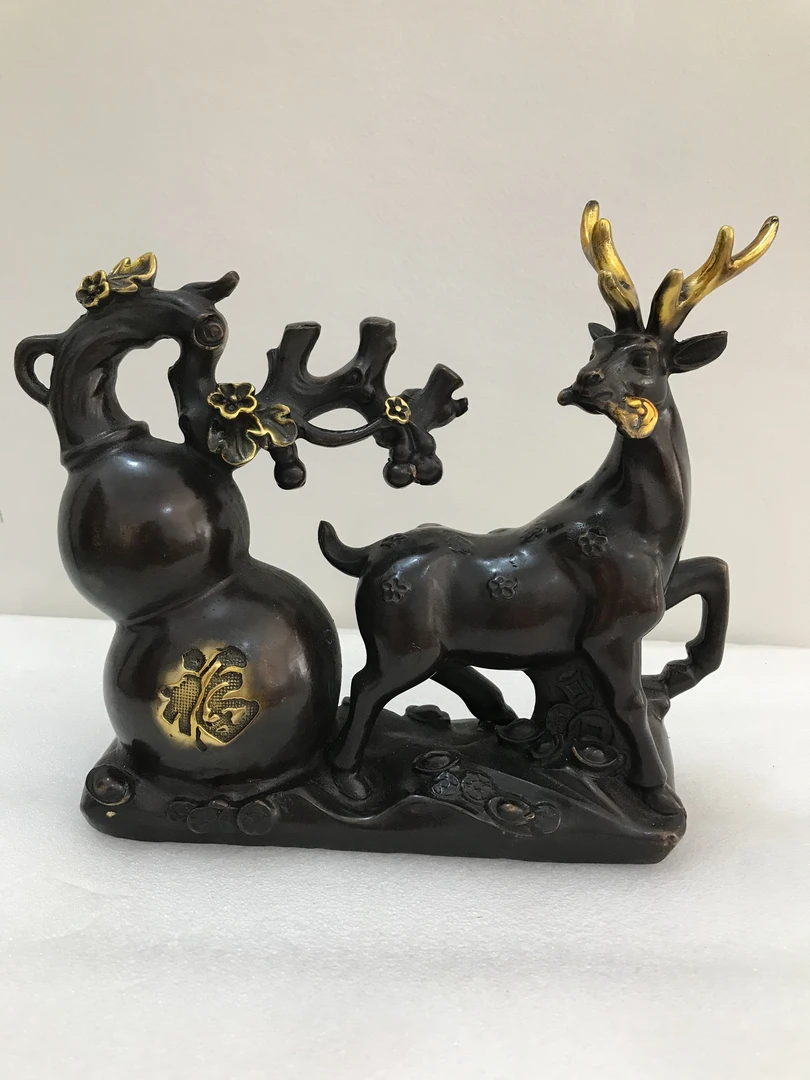 古玩收藏铜器福禄摆件家居桌面装饰