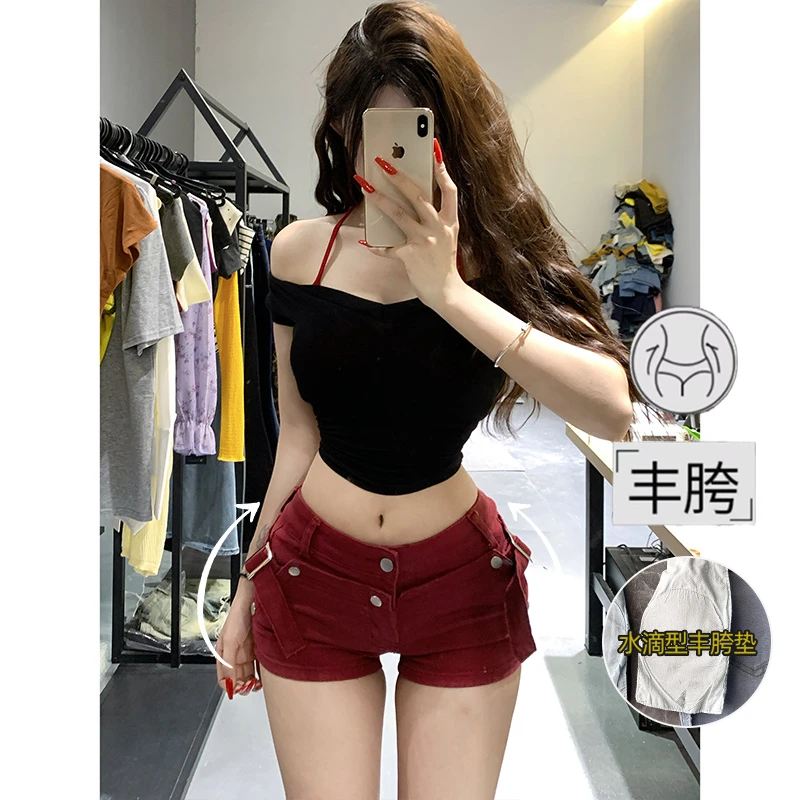 设计感工装丰胯牛仔短裤女2025年秋季新款性感低腰紧身显瘦热裤