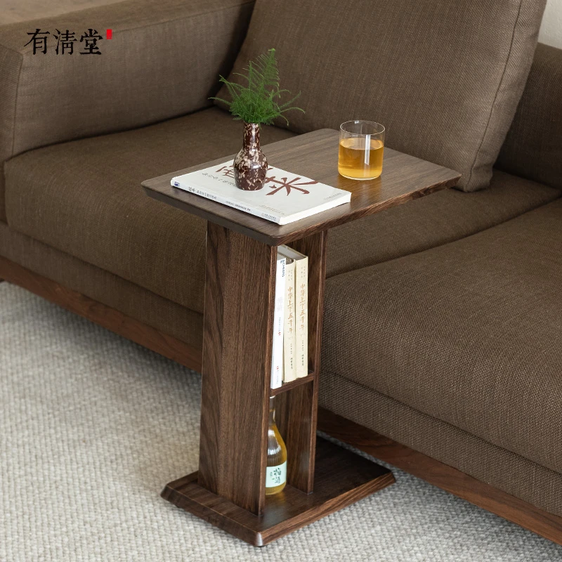 有清堂新中式移动边几茶几乌金木客厅简约小桌子万向轮迷你小方几