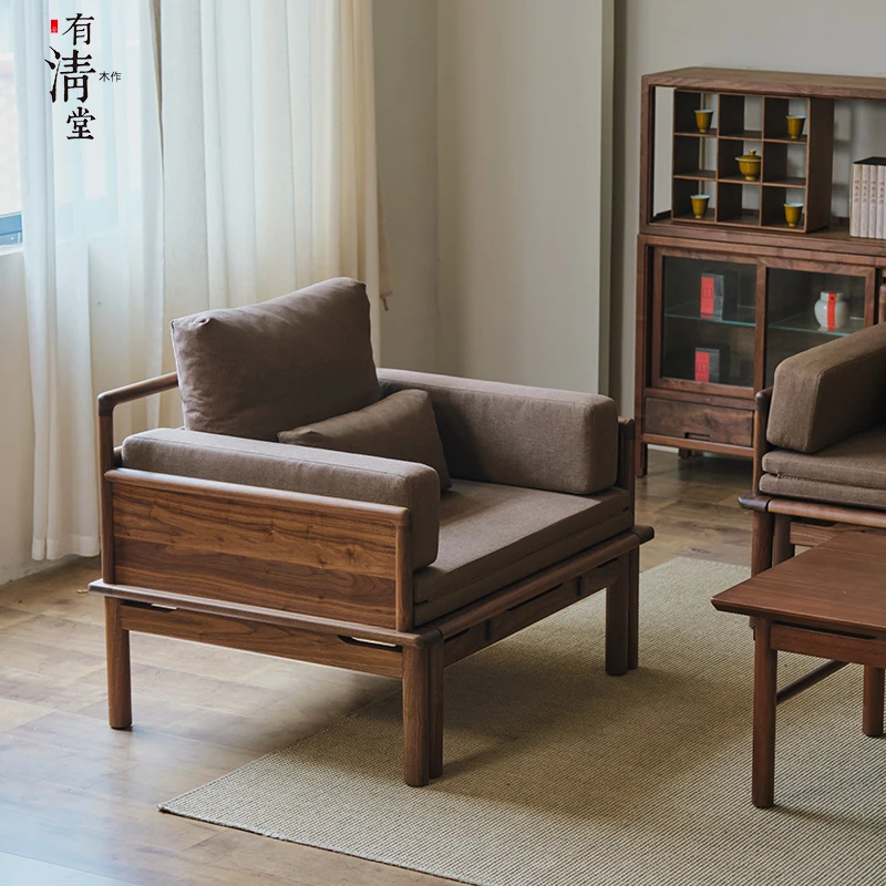 有清堂新中式实木创意单人位罗汉床沙发床