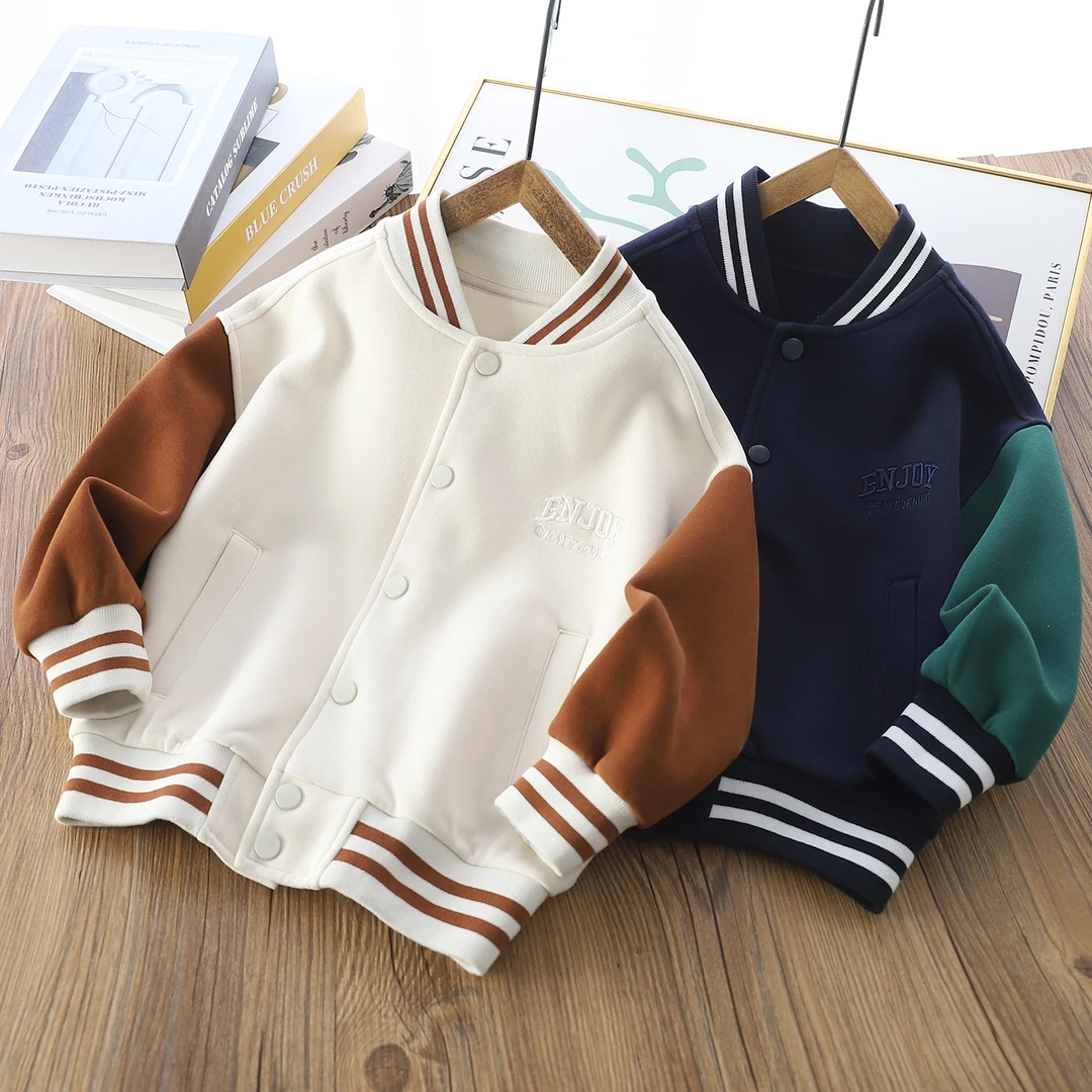 24CS02春款儿童棒球服外套宝宝韩版休闲运动洋气上衣拼接款高颜值