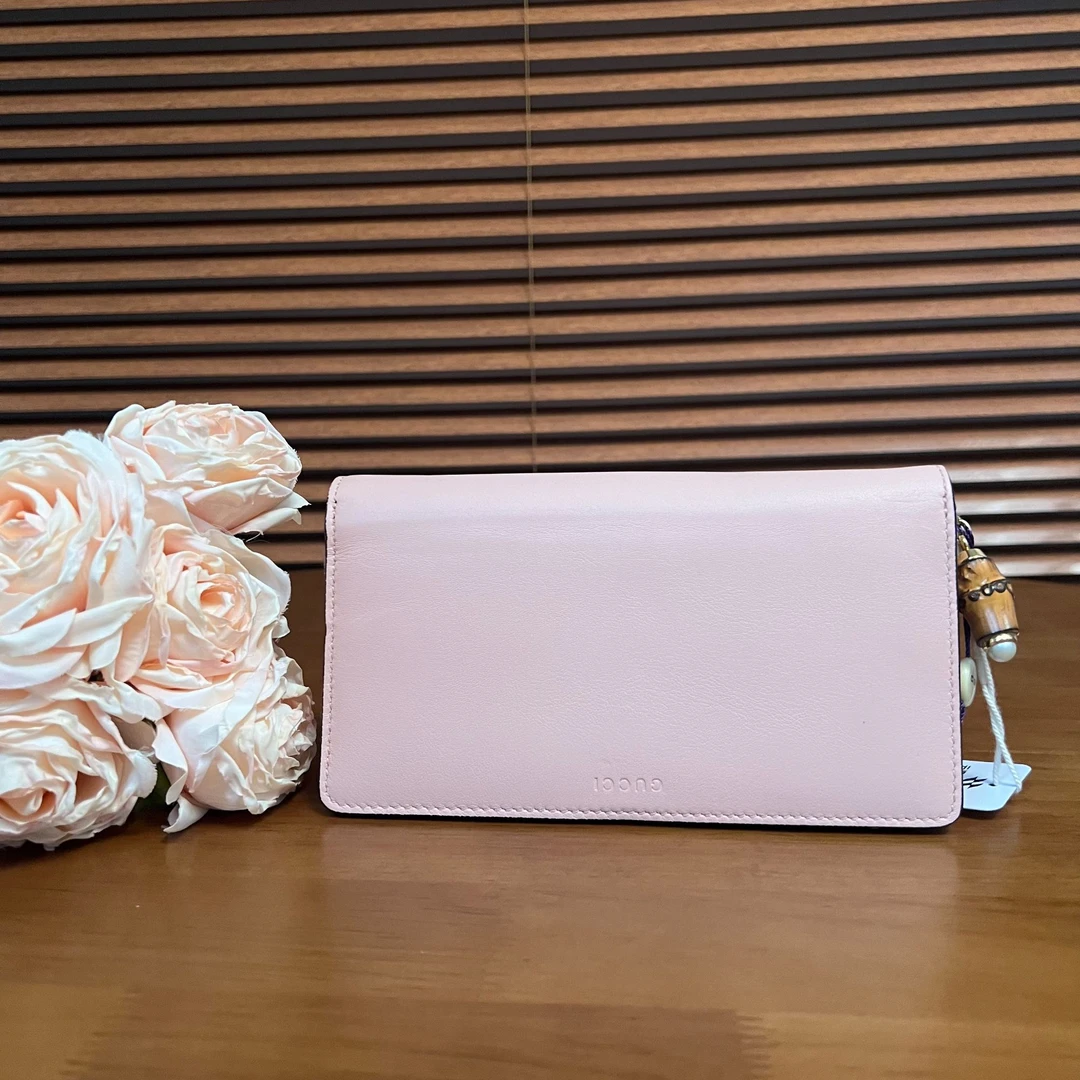 95新 GUCCI/古驰 粉色钱包手拿包/H07719