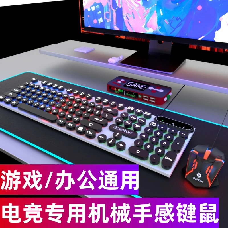 电竞真机械手感键盘鼠标游戏台式电脑笔记本有线办公专用打字家用