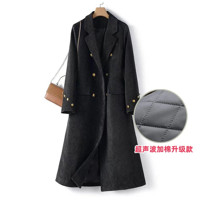 2024长款黑色网红西装外套女冬新款韩版宽松高级感气质时尚大衣