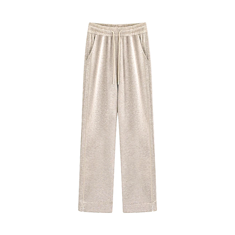 【内里全包边】加羊绒.桑蚕丝 裤女士高腰针织显瘦阔腿裤24002