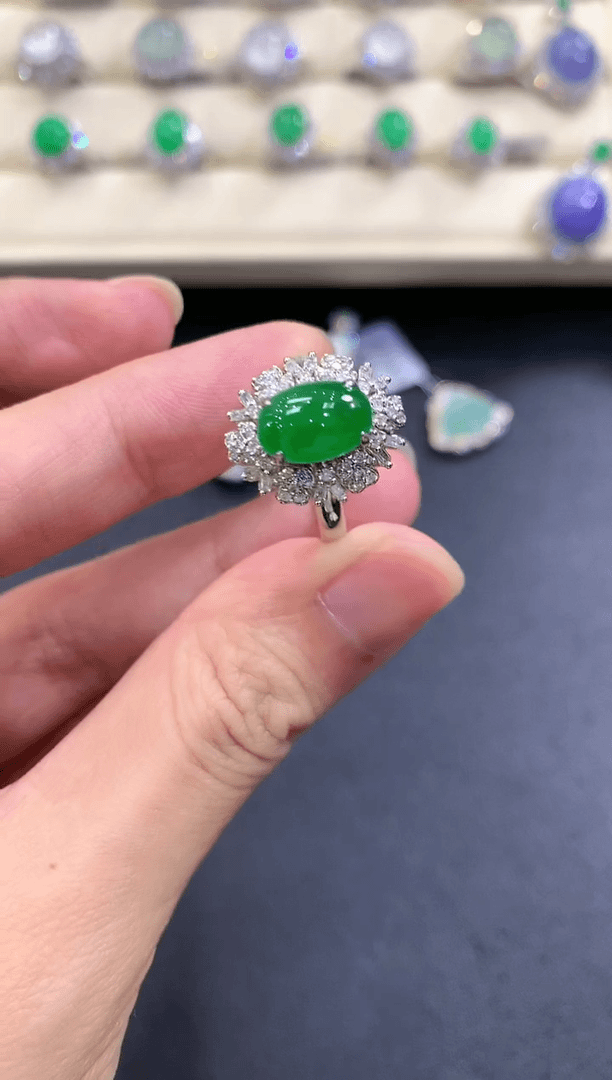 【闪购商品】翡翠戒指18K金镶嵌w122