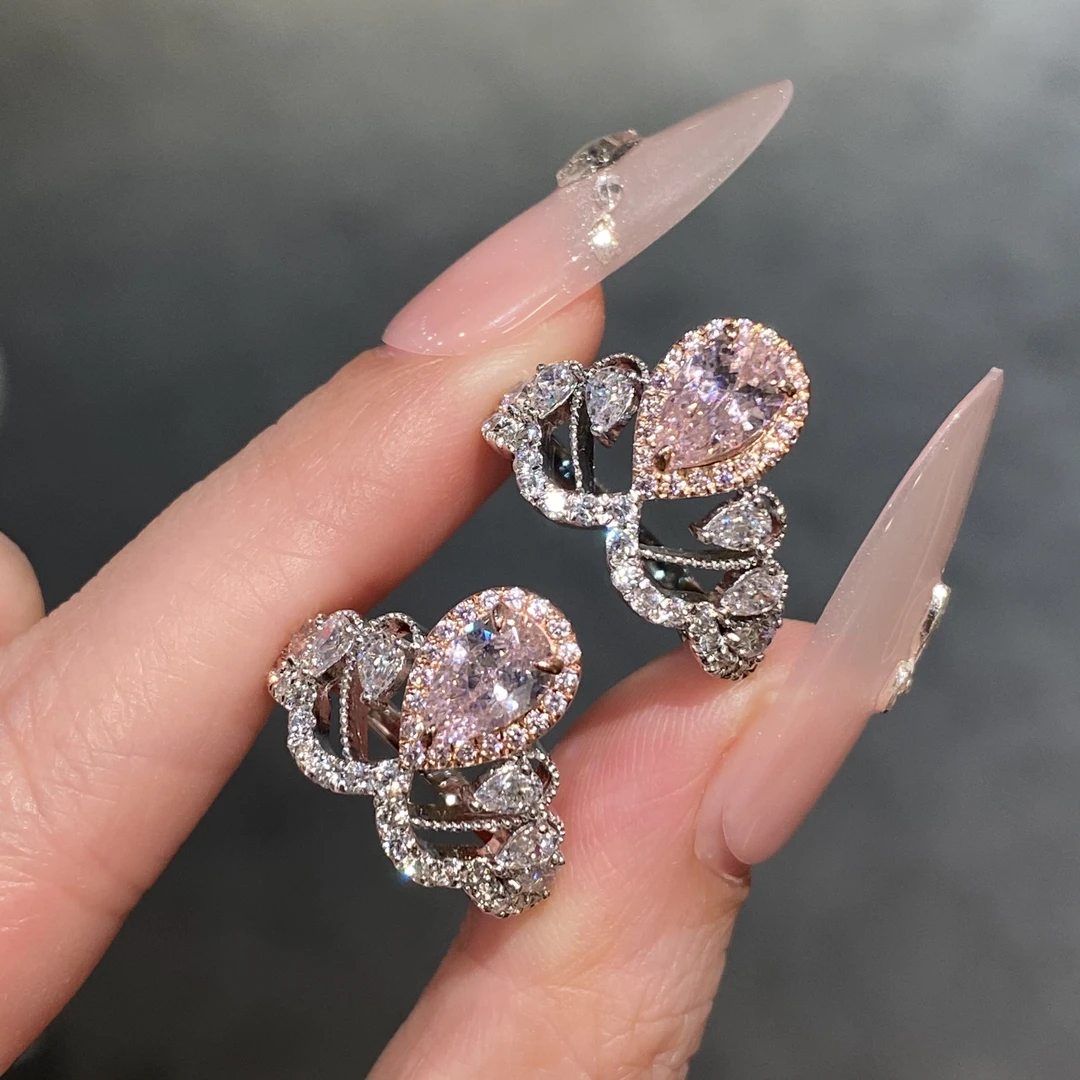 925银合成锆石戒指 925银锆石水滴公主皇冠戒指浪漫设计