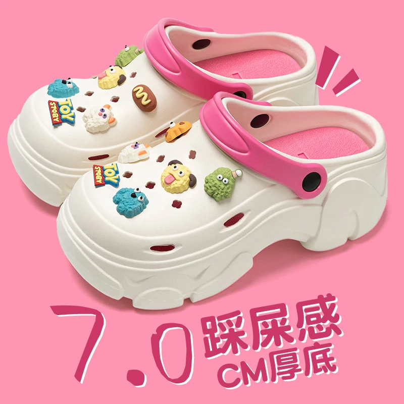 踩屎感洞洞鞋小怪兽厚底女款夏季防滑包头可外穿时尚沙滩凉拖鞋