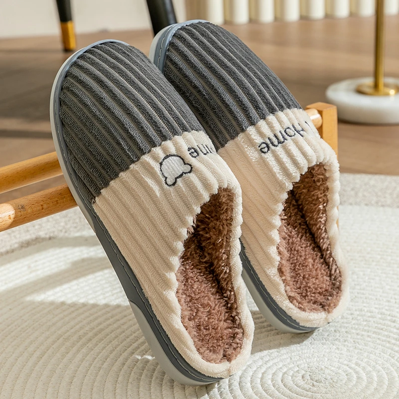 室内家居棉拖鞋男士2024新款秋冬季情侣款加绒舒适柔软防滑棉鞋女