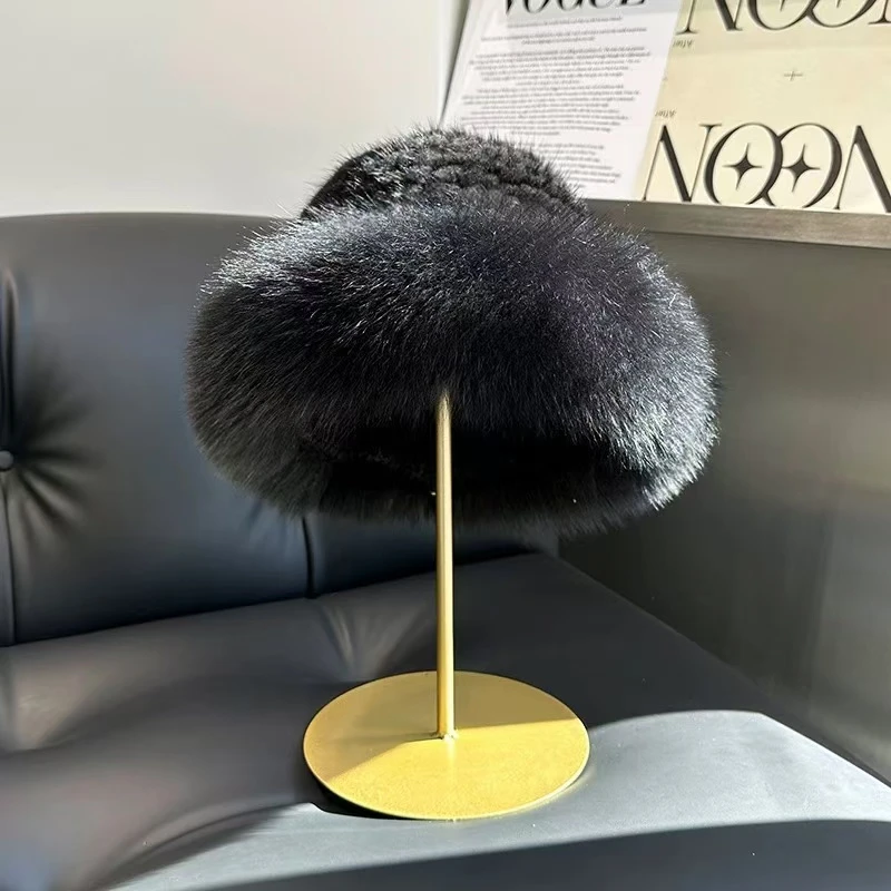 2024新款帽子皮草保暖水貂狐狸毛帽子百搭怕冷星人的降温保暖穿搭