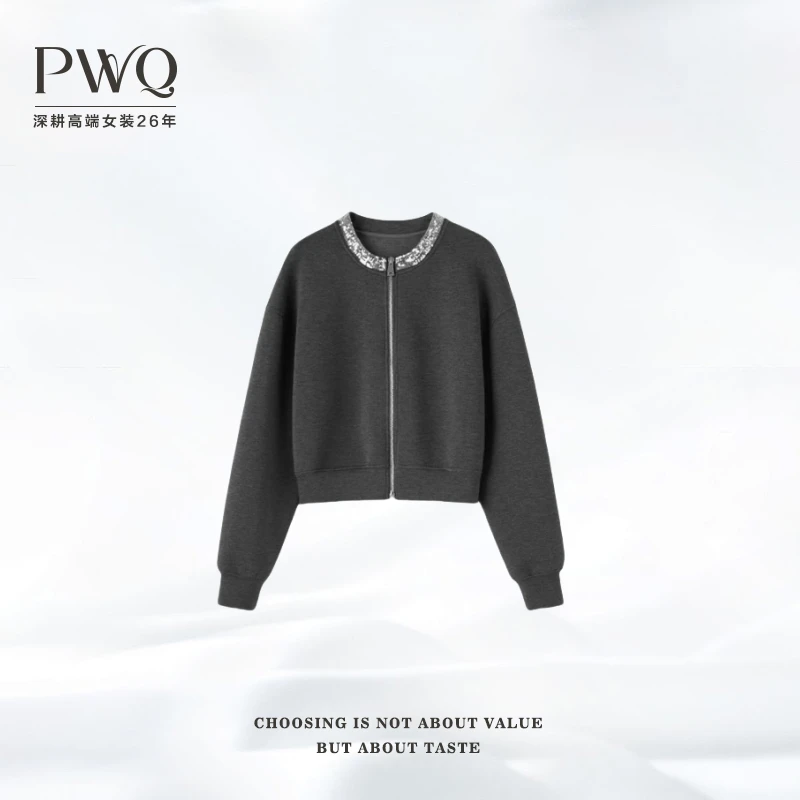 【反叛千金】外套卫衣圆领亮片纯色减龄YMJ-111210