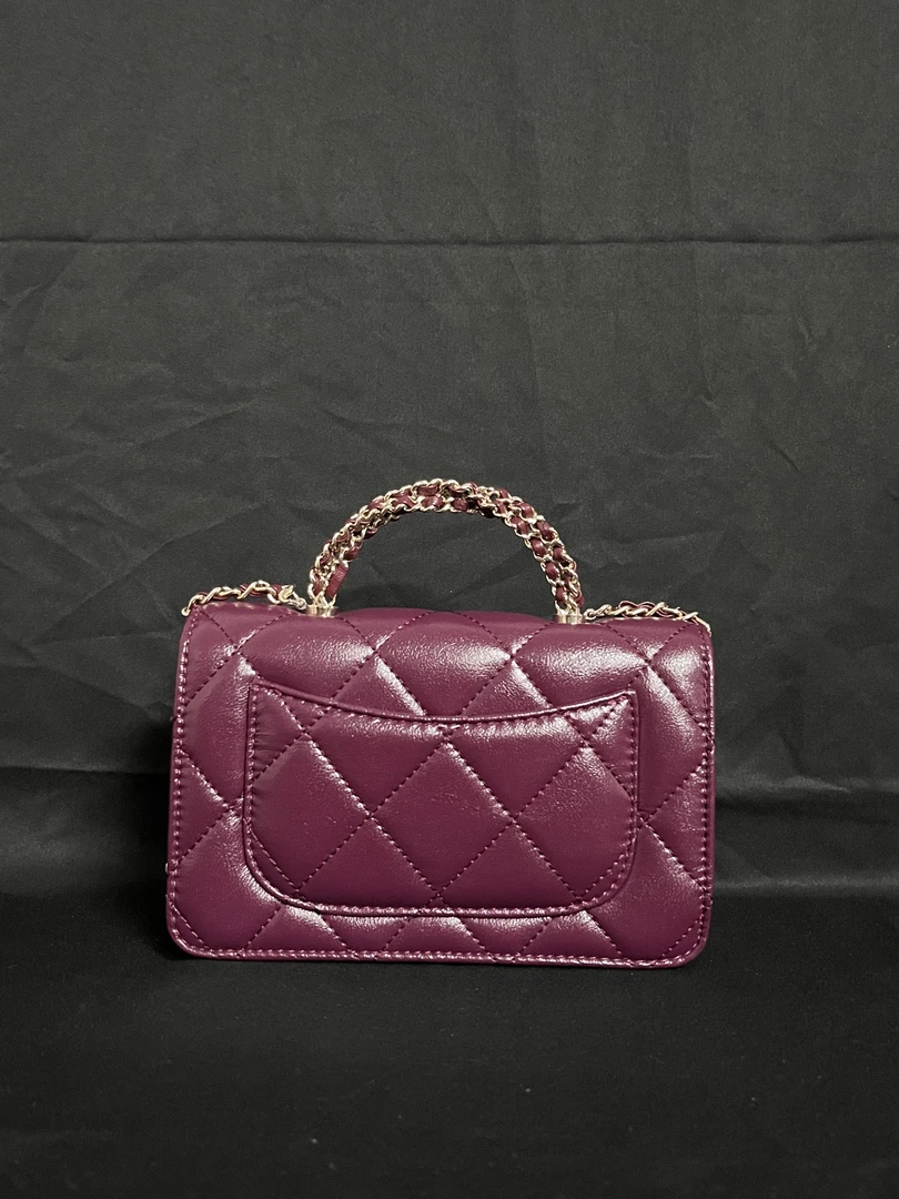 LQ-WITH-QUEEN真皮女包卷手柄紫色