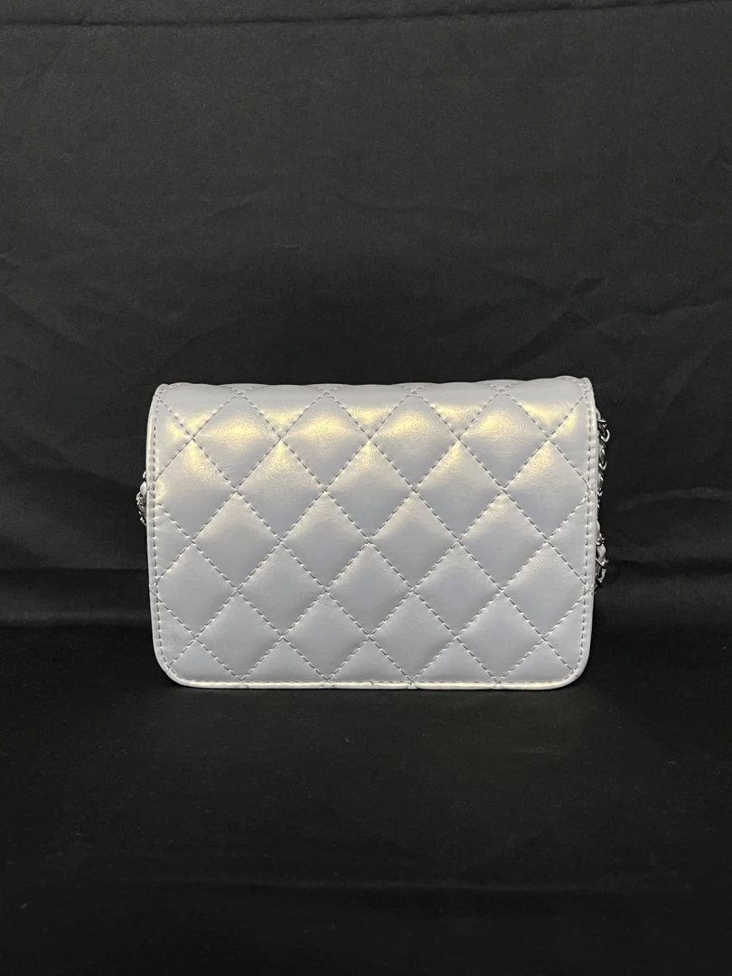 LQ-WITH-QUEEN真皮女包小方包珠光白星星包