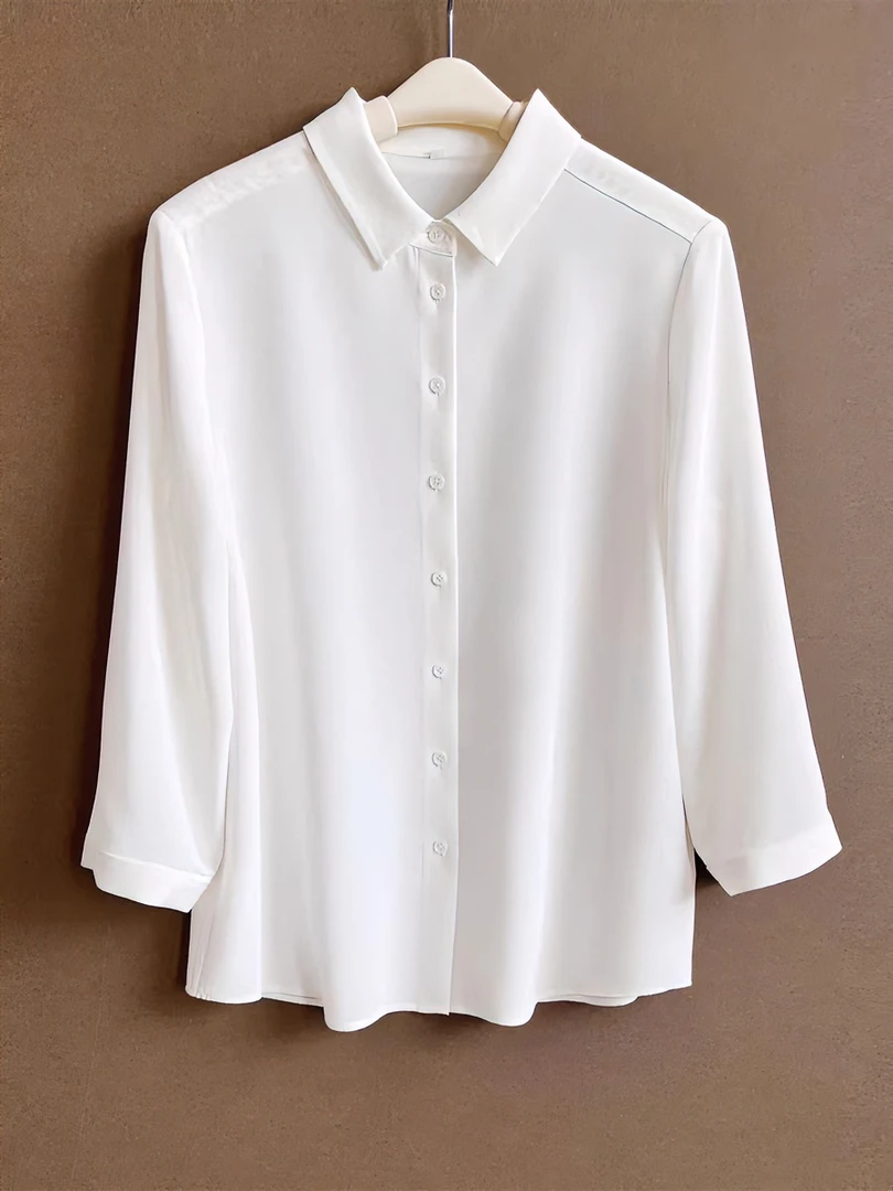 2025大爱真丝纯色桑蚕丝白色宽松衬衣直播间专用链接（乱拍发发圈）