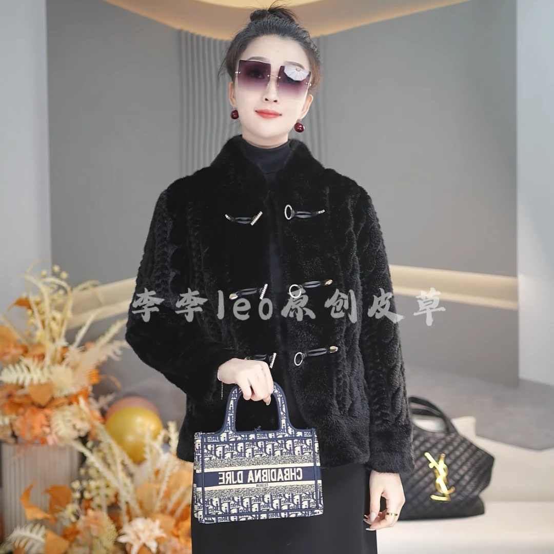 2024新款856北极貂轻奢时尚贵气女士中款气质韩潮外套