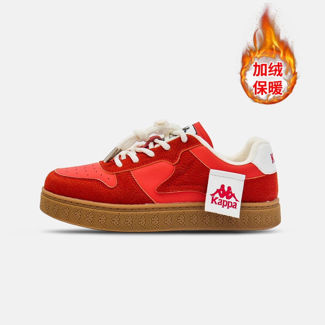 KAPPA KIDS2024冬季新款【缤纷世代】德迅鞋经典复古板鞋加绒保暖
