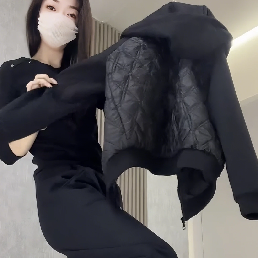 加棉加厚二棉服秋冬春季运动显瘦时尚休闲百搭连帽外套女装上衣