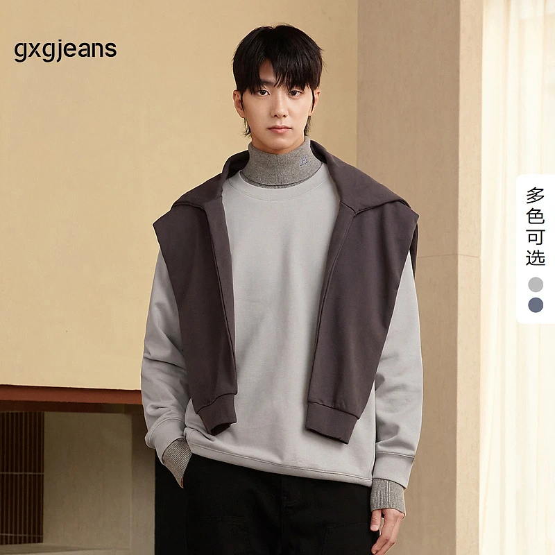 gxg jeans男装秋季新款圆领字母刺绣休闲卫衣春秋长袖秋季男上衣