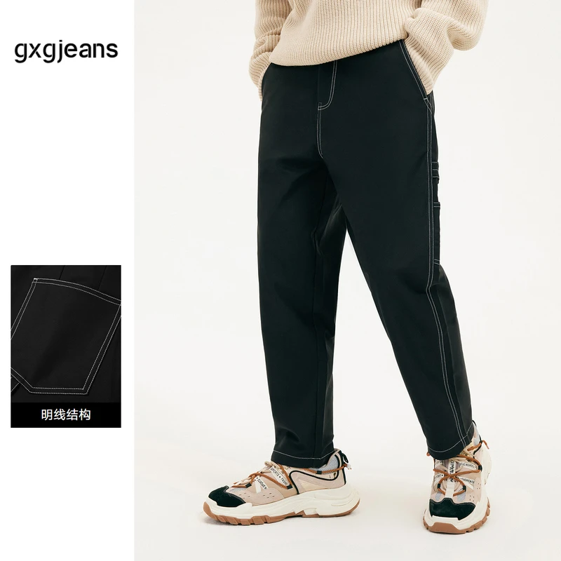 gxgjeans男装2022年冬季新款中腰明线直筒男士休闲裤11D1020240H