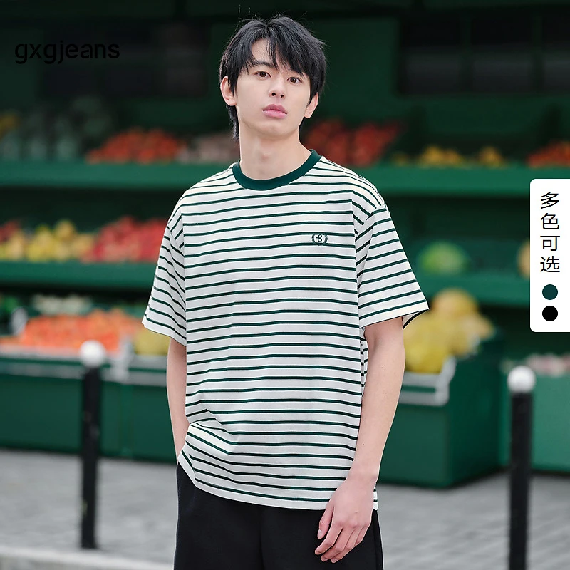 gxg jeans2024年春季新款夏季宽松百搭圆领短袖T恤JFD14400061
