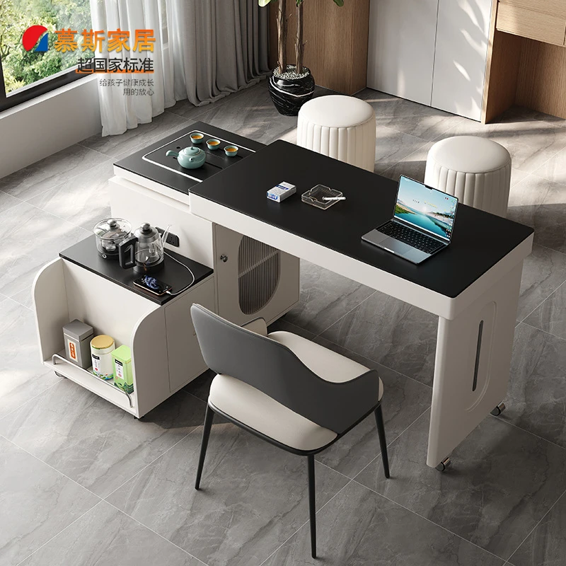慕斯可旋转伸缩折叠岩板茶桌小户型阳台烧水壶一体茶台移动泡茶桌