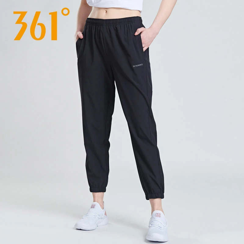 361°女裤运动裤2025春季轻薄九分裤宽松束脚舒适休闲裤健身速干裤