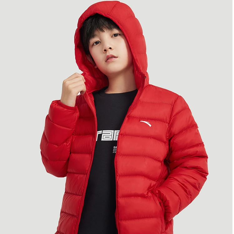 安踏儿童轻薄羽绒服男女童保暖外套2025年秋冬新款连帽防风上衣1