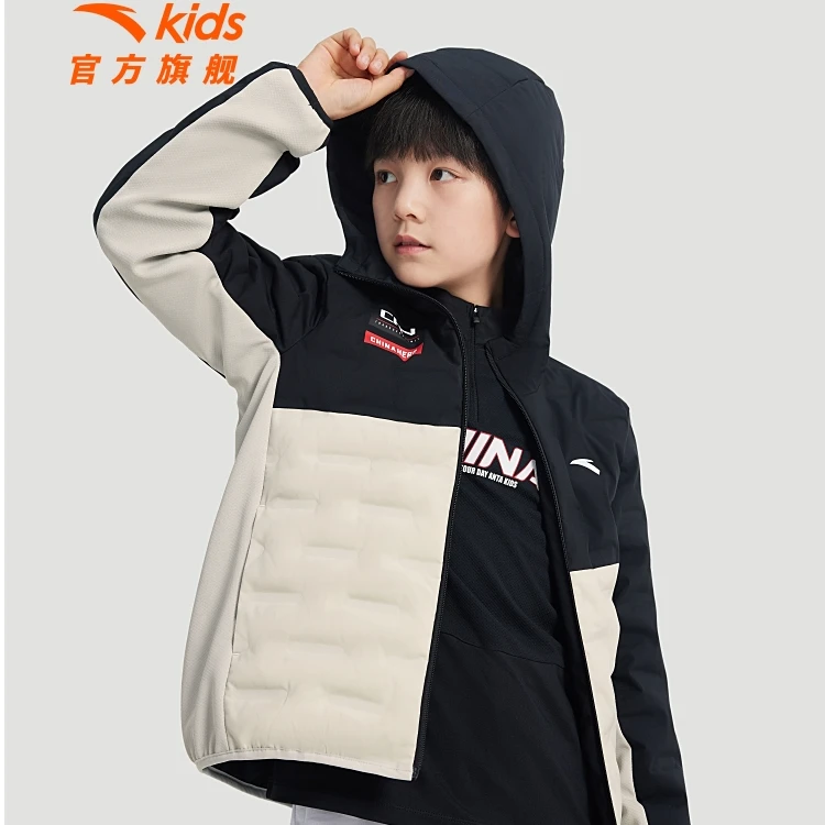 安踏儿童男女童羽绒服2025冬季保暖舒适羽绒服连帽外套冬季