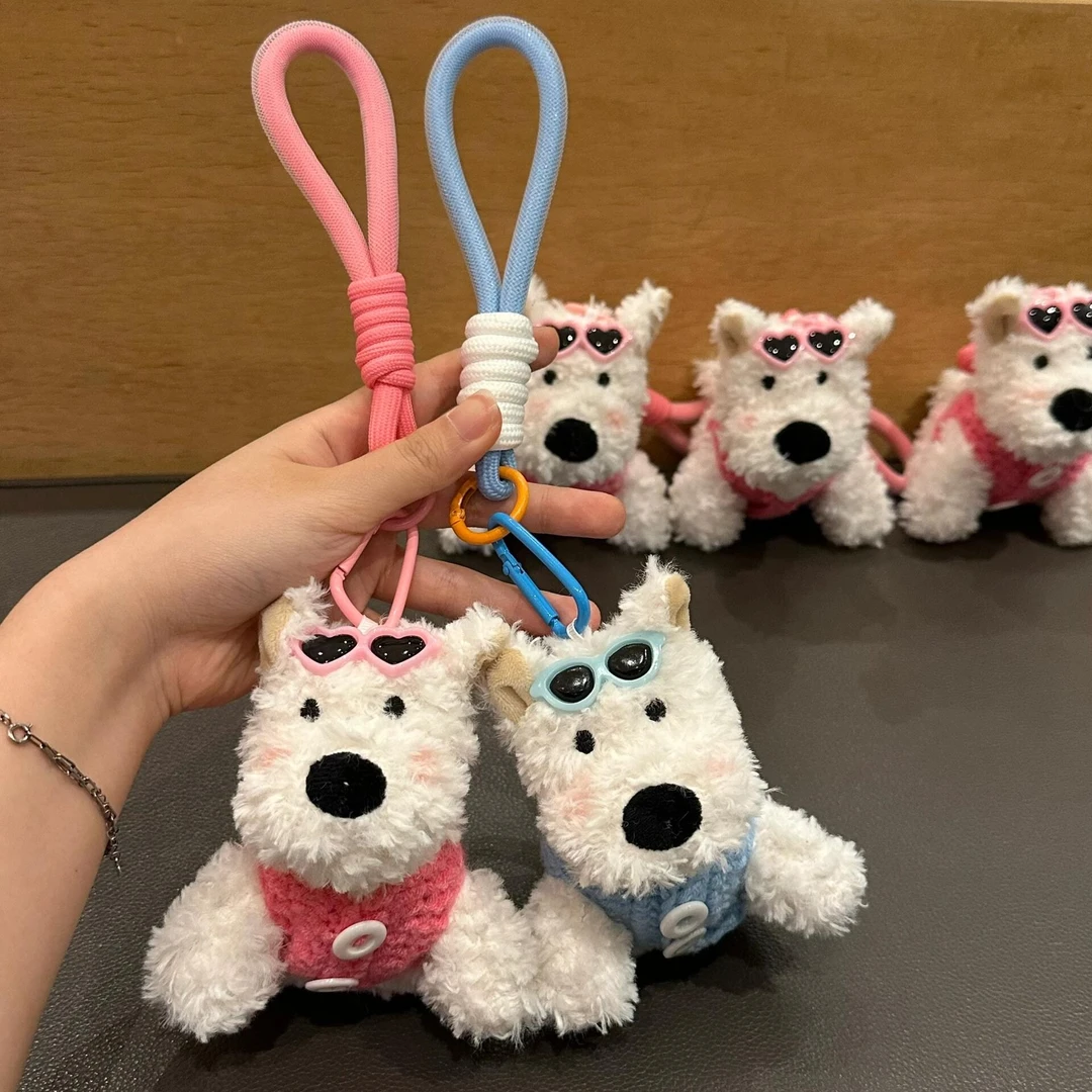 可爱蝴蝶粉西高地狗狗包包挂件卡通钥匙挂扣蝴蝶结潦草狗玩偶礼物