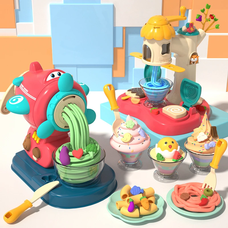儿童冰淇淋面条机玩具无毒彩泥橡皮泥模具工具套装幼儿园粘土女孩
