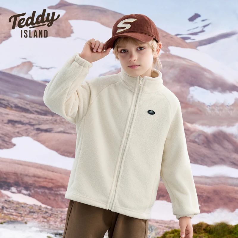 【单面穿摇粒绒内搭】儿童摇粒绒长袖外套卡通防风外套针织童装