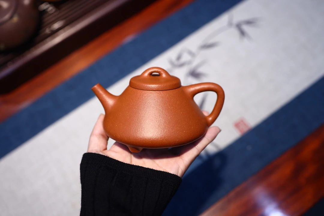 子冶石瓢紫砂壶，95红降破，270/200cc，透气性好，许宗明制