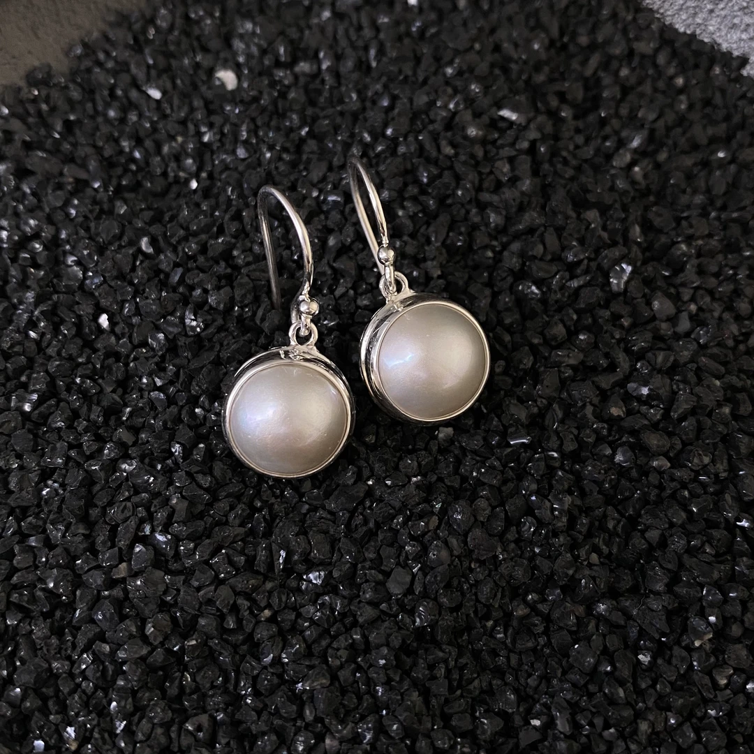 925银耳饰 立体圆海的光晕珠耳钩耳坠W91704高级百搭时尚