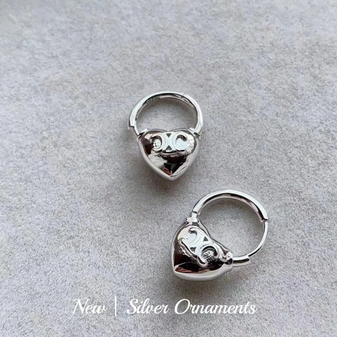 925银耳饰 可拆卸爱心耳坠耳扣 H5613 百搭复古简约