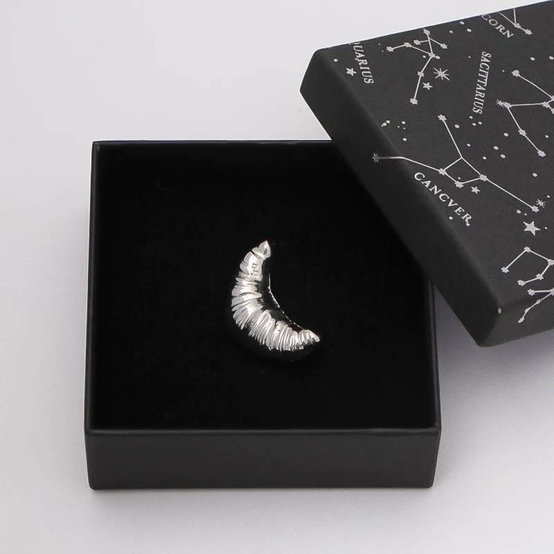 925银胸针 牛角包胸针袖口配饰 Q6546 创意个性气质