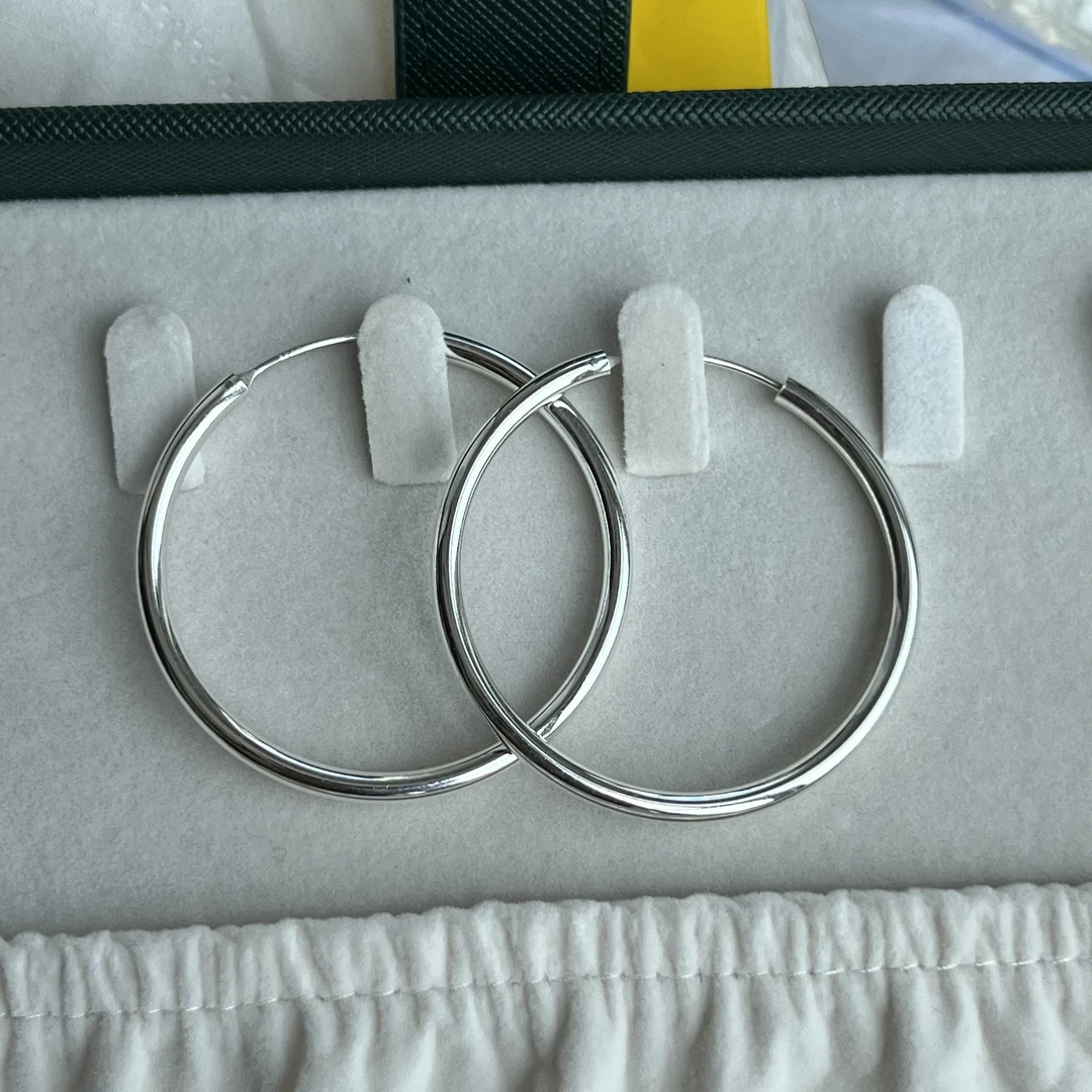 925银耳饰 素款光面大耳圈 4.5厘米-5厘米 YT4449 简约时尚气质