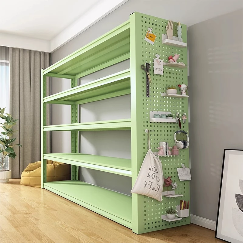 家用多彩置物架多层落地货架客厅卧室靠墙收纳架简易钢制储物架子