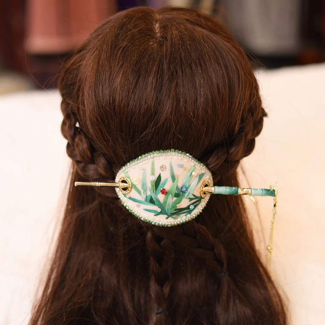 苏绣纯手工刺绣发簪 新中式国风头饰 旗袍汉服国风衣服配饰