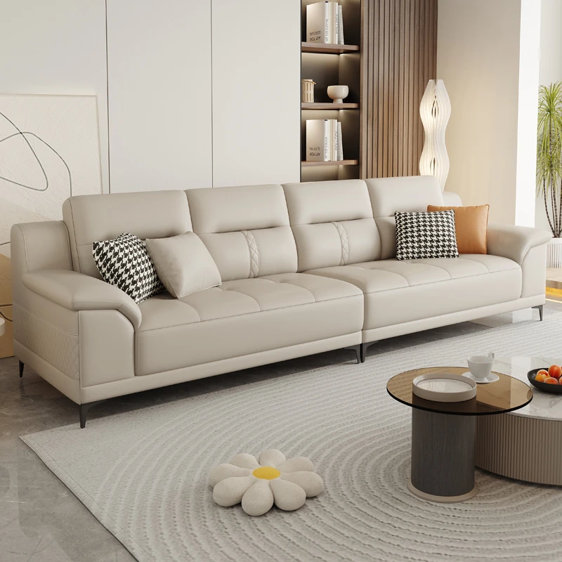 网度 新款真皮沙发客厅直排大户型简约现代中厚意式轻奢真皮沙发