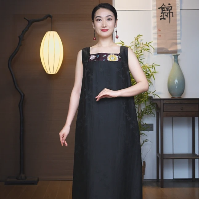 【栖香锦】“更无柳絮因风起“设计师款 新中式 国风 背带连衣裙
