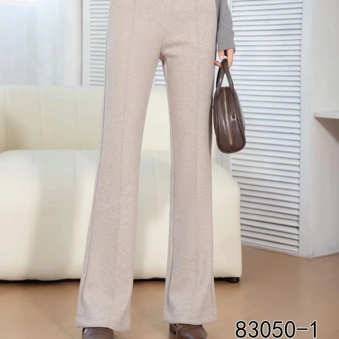 2024加厚羊毛呢小微喇裤显瘦微喇叭百搭秋冬时尚高腰休闲外穿宽松