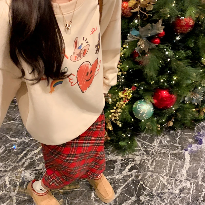【清清】曾小咸红色格子半裙Z234XZ2038-2