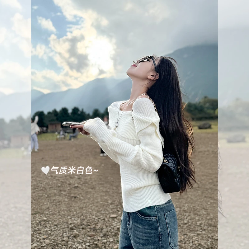 曾小咸 高级氛围感3色一字肩修身显瘦针织衫Z244MW3902